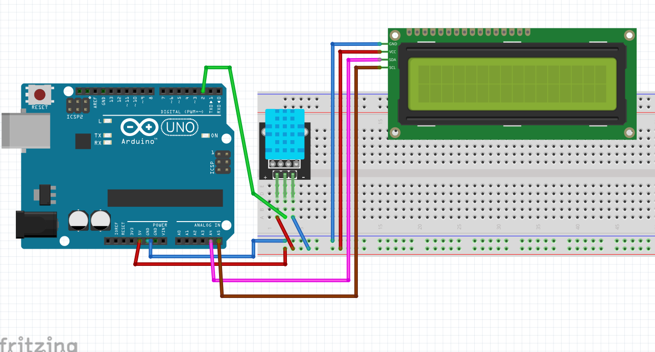 LiquidCrystal_I2C ve dht11 bağlantısı